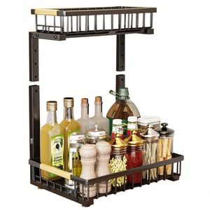 Kitchen Cabinet Metal Steel Under Sink Organizers and <b>Storage</b> 2 Tier Pull Out Cabinet Sink Dishes Drainer <b>Storage</b> Organizer - Product Image 5