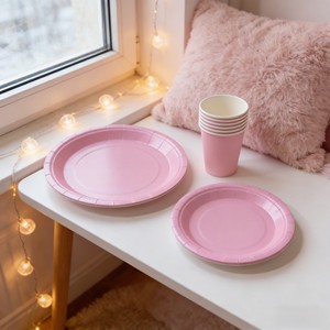 ชุดอุปกรณ์จัดงานเลี้ยงสีพื้น DAMAI ชุดจานชามกระดาษสีพื้นแบบใช้แล้วทิ้ง ขนาด 7 นิ้ว 9 นิ้ว พร้อมถ้วยกระดาษและผ้าเช็ดปาก - Product Image 2