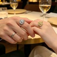 Cincin Bunga Daisy Stainless Steel Grosir Lapisan Emas 18K PVD Cincin Botani Floral 3D untuk Wanita Stok Tersedia