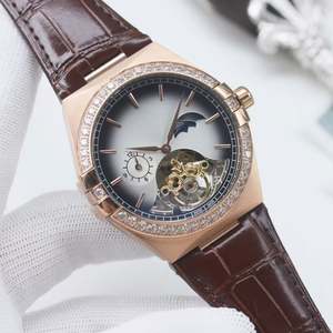 นาฬิกาคลาสสิคคุณภาพสูงระดับไฮเอนด์ ขนาด 41 มม. ระบบออโตเมติกหรูหรา พร้อมฟังก์ชั่นวันที่ สำหรับผู้ชายและผู้หญิง ตัวเรือนโลหะผสม สายหนังจระเข้ ดีไซน์เรียบง่าย - Product Image 5