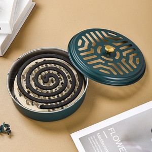 Stainless Steel Mosquito Coil Tray Round Fireproof <b>Holder</b> With Lid For Indoor Outdoor Use - Product Image 1