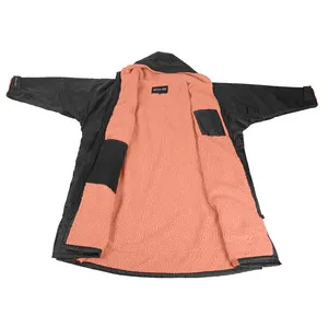 Winter Nylon Fleece Windproof Black Color Custom Logo Drying Robe Waterproof Adult