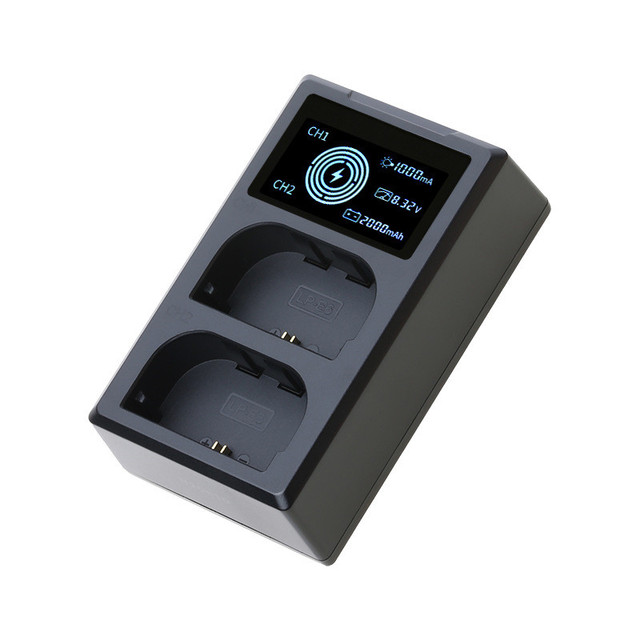 LP-E6 LP-E6N Dual Slot LCD Battery Charger for Canon EOS 5D Mark II III and IV, 70D, 5Ds, 6D, 5DsR, 80D, 7D, and 7D Mark II, EOS