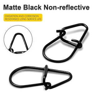 100 pièces/paquet de boutons-pression de pêche noir mat manivelle boutons-pression Clips pour leurres de basse hameçon en acier inoxydable matériel de pêche - Product Image 5
