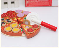 Ensemble de cuisine de Pizza en bois pour enfants, jouets, ustensile de cuisine pour faire semblant, faire semblant