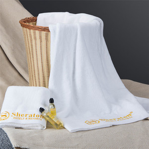 Ropa de Cama para Hotel, Toallas 100% Algodón, 16S, Borde de Satén en Espiral, Toallas Blancas al por Mayor para Casas de Huéspedes, Hoteles y Salones de Belleza, China - Product Image 1