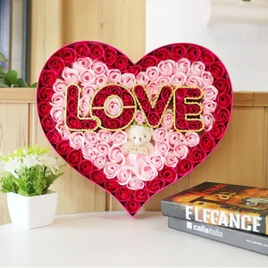 Herzform Romantisch Für immer Liebe Rose Geschenk box Mit Bär Valentinstag Geschenk 2024 Saint Valentin 2024