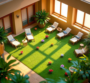 Chất Lượng Cao UV Chống Thấm Nước Màu Xanh Lá Cây Tổng Hợp Cỏ Nhân Tạo Chống Cháy Nhựa Bền Ngoài Trời Khu Vườn Bóng Đá/Bóng Đá - Product Image 6