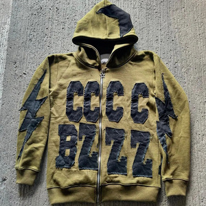 Sweat à capuche personnalisé de haute qualité délavé au soleil et à l'acide 100% coton Vintage Distressed Zipper Up Sweats à capuche surdimensionnés Boxy pour homme - Product Image 1