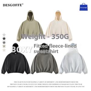 เสื้อฮู้ดดี้ผู้ชาย DY068 ผ้าฟลีซหนา 350 กรัม ผ้าฝ้าย 100% ทรงโอเวอร์ไซส์ ทรงบ็อกซี่ แขนสั้น แฟชั่นฤดูหนาว พิมพ์ลายดิจิทัล - Product Image 4