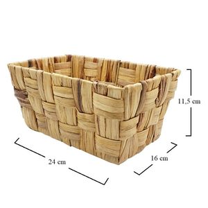 Panier rectangulaire en corde de jacinthe d'eau 24x16x11,5 cm avec cadre en fer, panier de rangement décoratif - Product Image 2