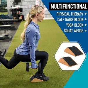 Cuña de corcho para sentadillas 23x12.5x6.5cm con adhesivo negro mate para sentadillas profundas y flexibilidad de tobillos, accesorio de yoga y fitness - Product Image 4