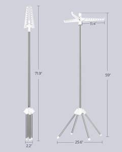 Séchoir à linge pliable <span class=keywords><strong>avec</strong></span> 3 bras rotatifs pour cintres, en acier inoxydable, pour 27 vêtements - Product Image 2
