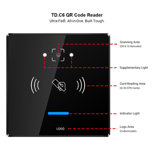 Lecteur de contrôle d'accès à Code QR TD.C6 Scanner à grande vitesse Options d'authentification multiple Contrôle d'accès étanche Lecteur de carte RFIC - Product Image 2