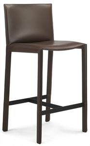 현대적인 이탈리아산 고급 가죽 바 스툴, 북유럽 스타일 등받이 포함, 호텔, 식당 및 욕실용 - Product Image 3