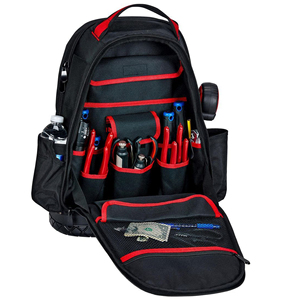 Heavy Duty Jobsite <b>Tool</b> <b>Backpack</b> with Hard Bottom, Waterproof Electrician Organizer Bag, Rugged Canvas Tech Bag for Mechanics - Product Image 5