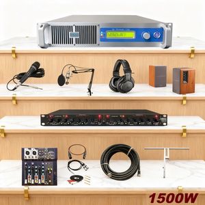 جهاز إرسال <span class=keywords><strong>FM</strong></span> للبث الإذاعي بقوة 1.5 كيلوواط (1500 واط) (مجموعة كاملة تشمل الهوائي والكابل ومعالج الصوت)، للبث الإذاعي/المجتمع/الإنترنت اللاسلكي - Product Image 1