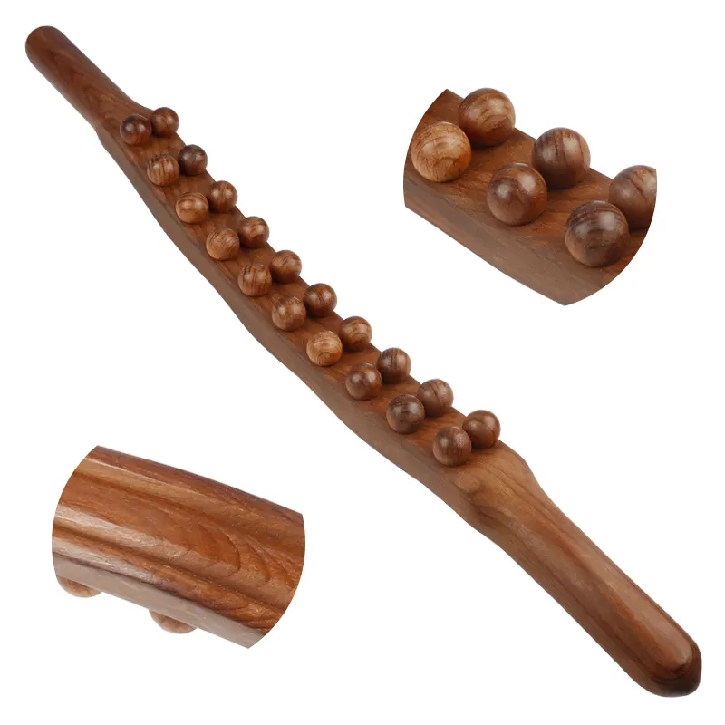 All'ingrosso della fabbrica carbonizzato GuaSha Stick 20 perline terapia di legno massaggio bastone di massaggio in legno Anti Cellulite massaggiatore