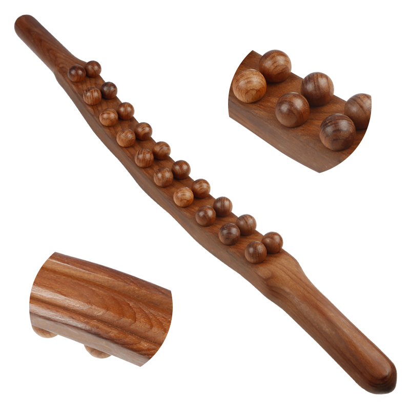 Fábrica Atacado Carbonizado GuaSha Stick 20 Beads Terapia De Madeira Massagem Massagem De Madeira Vara Anti Celulite Massager