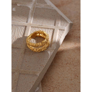 JINYOU-Bague en métal à texture tendance 1792, bijoux simples, bague ronde en acier inoxydable, <span class=keywords><strong>2025</strong></span> - Product Image 4