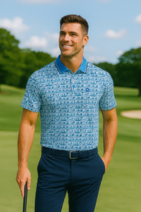 अनुकूलित पुरुषों के गोल्फ पोलो उच्च spf 30 पूर्ण प्रिंट 76% नायलॉन 24% स्पैन्डेक्स प्रदर्शन शर्ट आरामदायक गोल्फ टेनिस कपड़े - Product Image 2