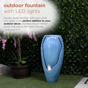 <span class=keywords><strong>Fontaine</strong></span> d'extérieur autoportante bleue antique en forme de pot avec lumières pour patio, jardin et décoration paysagère – Vente en gros - Product Image 5