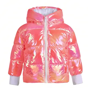 キッズフグバブルガールコート2022冬の光沢のあるジャケット女の子のための暖かい子供用コート