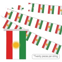 Bannière en polyester personnalisée OEM/ODM Kurdistan, 14*21 cm, 20 drapeaux par guirlande