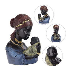 Regalo del Día de Acción de Gracias, estatua de resina afroamericana para madre e hijo - Product Image 3