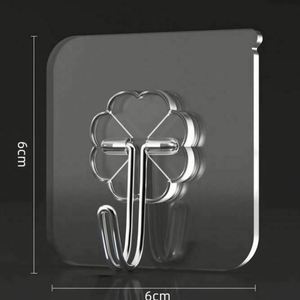 Transparent Plastic Strong Self Adhesive Wall Mounted <b>Square</b> Design 6x6cm Hooks <b>Key</b> Storage Hanger Kitchen Bathroom Living Wall - Product Image 2