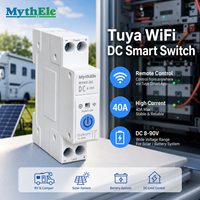 MythEle MY40-DC Tuya WiFi DC Smart Switch 40A DC8-90V DIN Rail Remote Control Timer Switch untuk Sistem Baterai Surya RV Camper