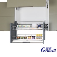 Puxar para baixo equipamento de armazenamento, cesta de fio de armazenamento, sistema de prateleira, elevador de elevação para armário de cozinha