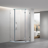 Salle de bain coin diamant forme pivotante portes de douche sans cadre 8mm cabine de douche en verre