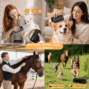 Brosse portable en plastique pour l'élimination des poils d'animaux, outil de toilettage anti-chute avec logo personnalisé pour chat, chien, cheval - Product Image 3