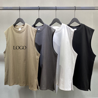 High Street bonne qualité personnalisé couleur unie unisexe gilet mode uni coton ample sans manches col rond hommes T-shirt débardeur