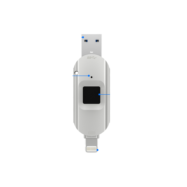OTG Key Fingerprint Thumb Drive 128GB 256GB Capacity Silver Zinc Alloy USB 3.0 for Car Custom Logo New