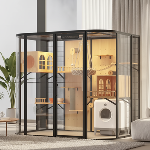Villa de Lujo para Gatos de Madera Maciza, Jaula Grande para Gatos de Exterior e Interior, Casa para Gatos Preensamblada, Refugio para Mascotas Resistente a la Intemperie, Venta al por Mayor - Product Image 3