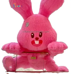 充气吉祥物服装粉色兔子