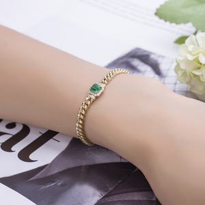 Pulsera de Oro Amarillo de 10K y 14K con Esmeralda de Laboratorio MSB-504 de Messi Jewelry, Nuevo Diseño de Moda, Pulseras para Mujer para Bodas y Fiestas - Product Image 3