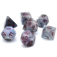 HS 7 buah Set dadu D20 RPG DND perak dengan Galaxy Swing biru Resin Glitter 16mm polihedral untuk permainan papan kartu