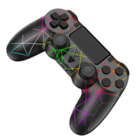 Manette de jeu sans fil avec gyroscope six axes, contrôleur de jeu pour console PS4 PS3, compatible Windows 7 8 10, double vibration, joystick PC, lumières RGB