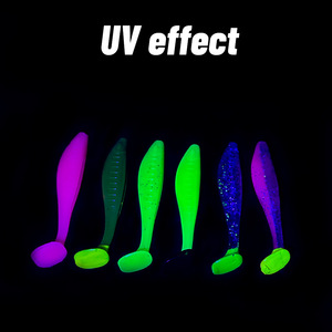 Señuelo Biónico TPR de Cola en T, Suave, Luminoso en la Oscuridad, de 8-10cm, para Pesca de Lubina en Aguas Medias, Alta Elasticidad, UV - Product Image 3