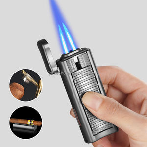 High Classic Customizable Logo 2 Jets Flame Torch Cigar Lighter Windproof <b>Refillable</b> Steel Tool for Everyday Use Giveaways - Product Image 3