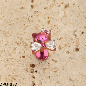VIEN Jewellery ZPO-057 Joyería Corporal de Titanio de Grado Médico Sin Níquel, Estilo Hello Kitty, con Circonita Cúbica, para Labio - Product Image 5