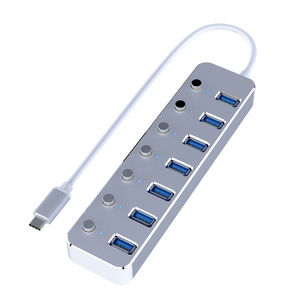 USB-C actif à 7 ports à commutation unique en aluminium de haute qualité 3.0 HUB 7 en 1 Extension de transmission de données de type C - Product Image 2