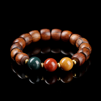 Bracelet en bois de rose en gros, jonc, bracelet de poignet, chaîne à maillons, perles en forme de baril, bijoux de guérison en bois, fournisseur