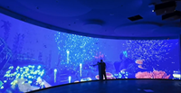 Restaurant à thème artistique immersif, projection interactive holographique, expérience culinaire immersive, projecteur holographique mural et au sol