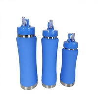 Thermos en acier inoxydable 304, 350/750/1000 ml, bouteille d'eau isolée avec une courbe élégante, couvercle à paille rotatif