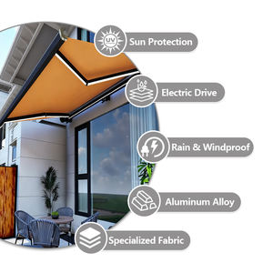 Auvent rétractable motorisé automatique imperméable pour terrasse avec fenêtre électrique à cassette intégrale, design avant-gardiste - Product Image 5