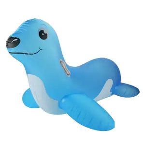 Verão piscina água brinquedo flutuador mar azul leão passeio no flutuador piscina inflável com alças